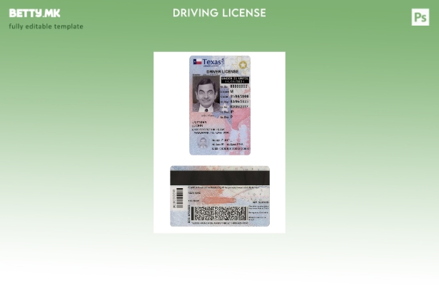 модерен стил САД Тексас возачка дозвола под шаблон